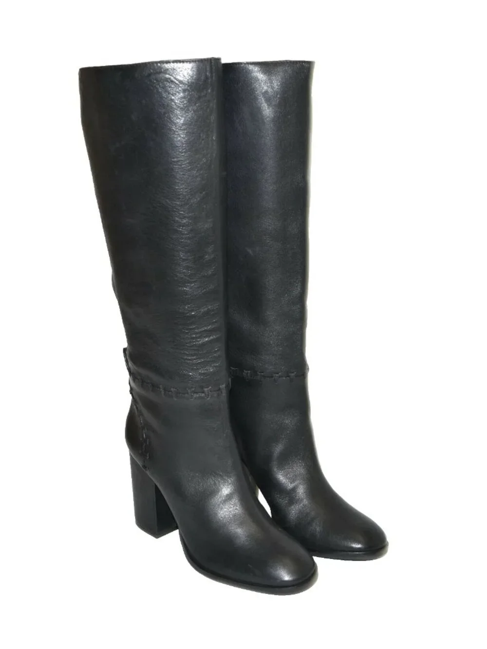 New Tory Burch Contraire Block Heel Leather Boot Black Size 7 DD19